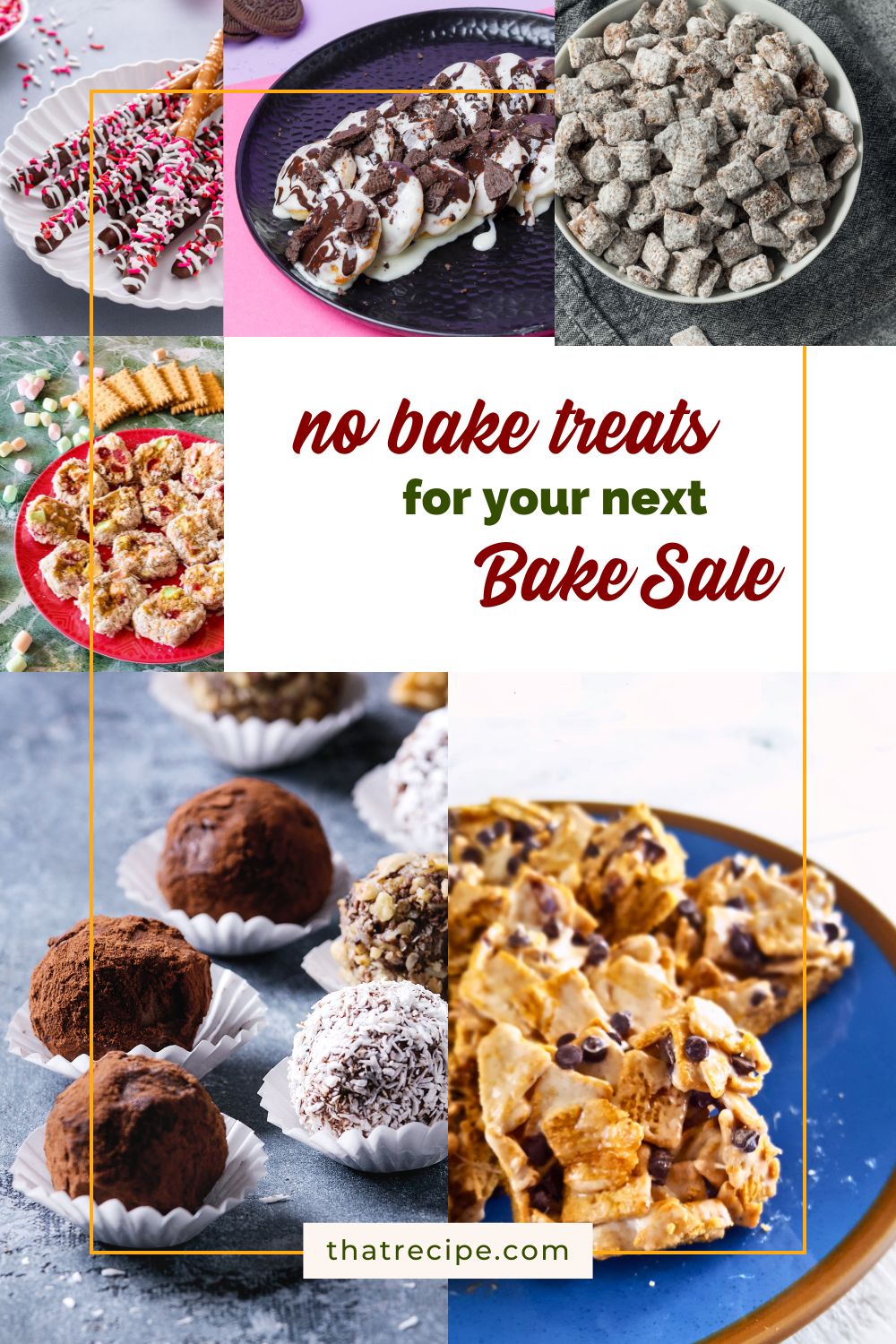 collage of no bake treats