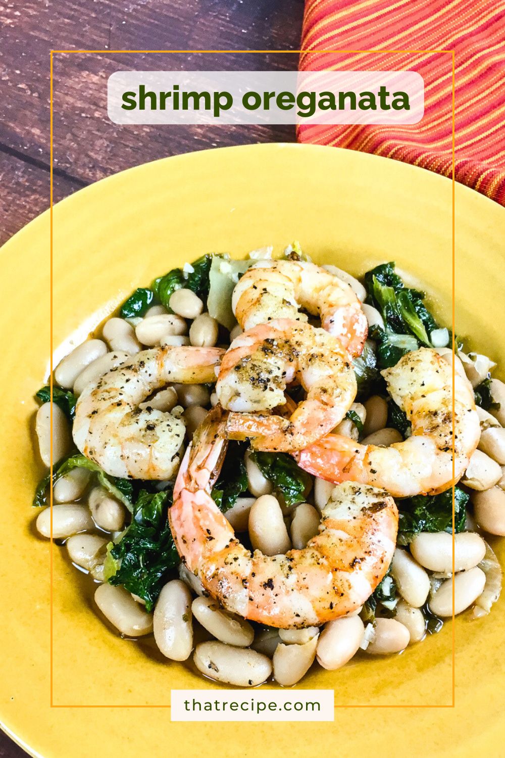 shrimp and white beans on a plate