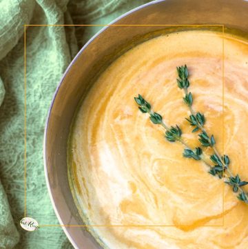 creamy ginger carrot soup in a pot