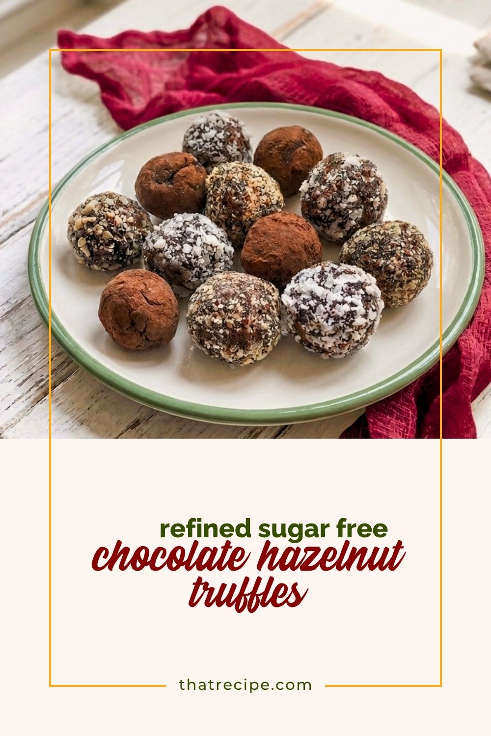 sugar free chocolate hazelnut truffles on a plate