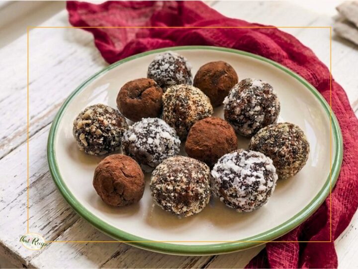 sugar free chocolate hazelnut truffles on a plate