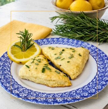 lemon rosemary scones on a plate