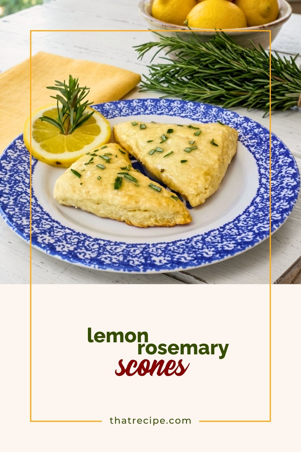 lemon rosemary scones on a plate