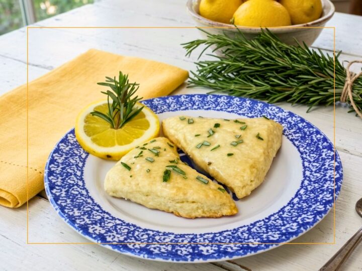 lemon rosemary scones on a plate