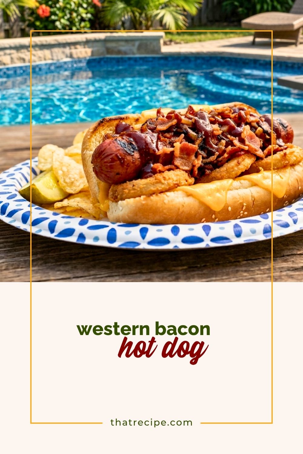hot dog topped with bacon on a bun