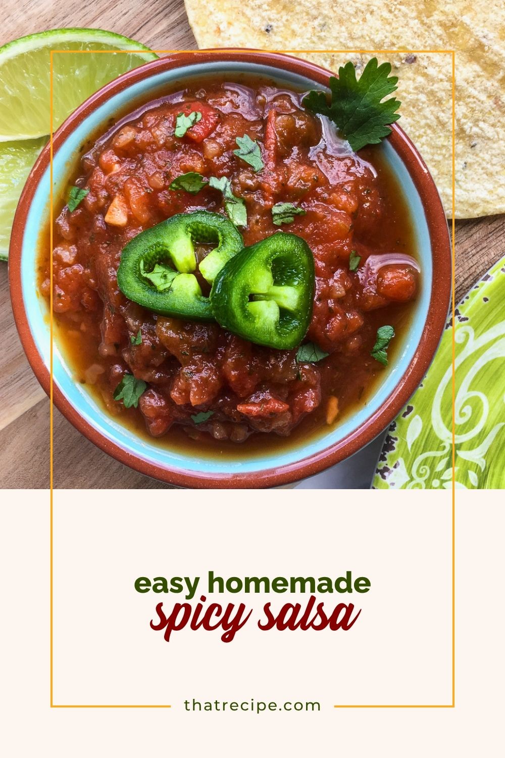 bowl of salsa topped with jalapeno slices