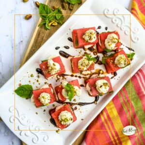 cheesy watermelon and basil appetizers