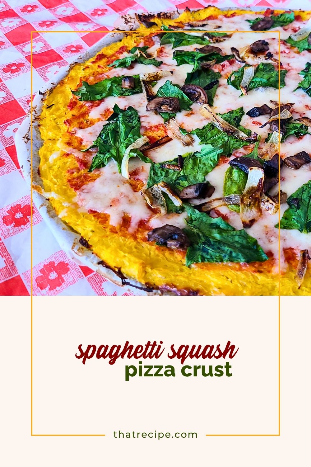 vegetarian pizza made with spaghetti squash pizza crust