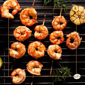 grilled shrimp skewers on the grill